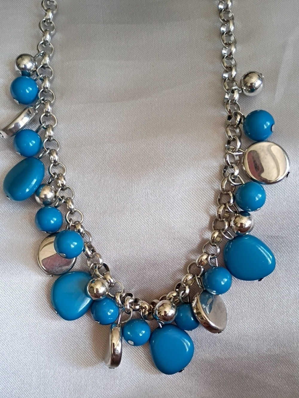 Blue Beaded Charm Necklace - Women Jewelry